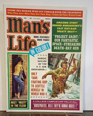 MAN'S LIFE Men's Magazine March 1963 VG Condition. Vintage Pulp Adventure Pin Up • $29