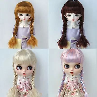 For Blythe BJD Doll 1/4 4-5 7-8Wig Double Braids Hair Synthetic Mohair Soft Wigs • $21.86