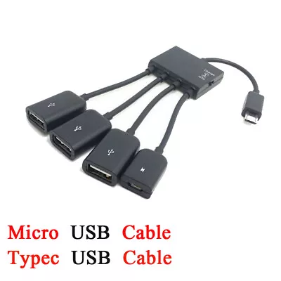 4 In 1 Micro USB HUB MALE TO FEMALE And Double USB 2.0 Host OTG Adapter Cable  • £4.98