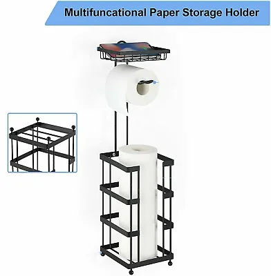 $19.99 • Buy Toilet Paper Tissue Holder Stand Bathroom Toilet Paper Roll Storage Organizer