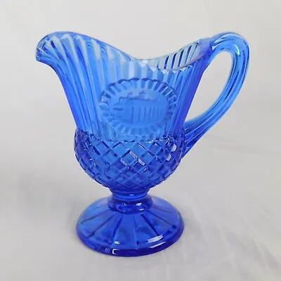 Old Mount Vernon George Washington Home Cobalt Blue Glass Avon Sauce Pitcher  • $8