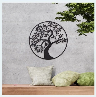 £19.99 • Buy Tree Of Life Metal Round Wall Art Garden Sculpture Plaque Home Hanging Decor