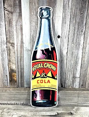 RC Cola Royal Crown Glass Like Bottle Die Cut Metal Tin Sign Vintage Bar Garage • $25.95