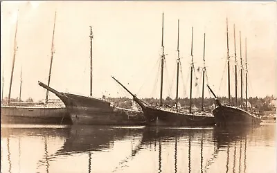 Antique RPPC Masted Ships Moored In Boothbay Harbor Maine H.R McGregor Unposted  • $18.95