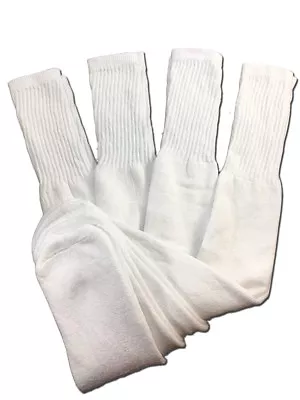 4 Pairs Mens White Tube Socks Big And Tall Extra Long Thick Cotton - 24 Inches • $15.95