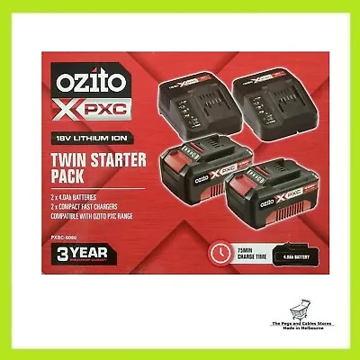 2x 4Ah OZITO PXC Power X Change 18V Li-ion Battery Spare TWIN PACK Fast Chargers • $172