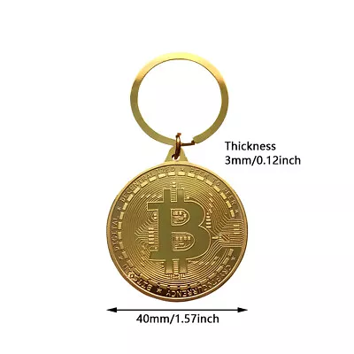 Zinc Alloy Bitcoin Shape Key Chain Arts Crafts Round Home Decor Gift Collectible • $11.53