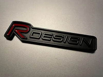 VOLVO R Design Red-Matte Black Grill Aluminum Badge Emblem • £11.40