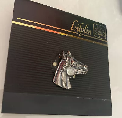 Lilylin Brooch Pinback Pin Wild Horse Mustang Silvertone Pony 3/4  • $8.99