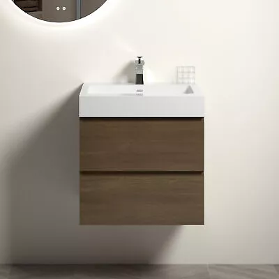 24 Dark Oak Bathroom Vanity W/SinkOne-Piece Sink Basin Without Drain And Faucet • $454.32