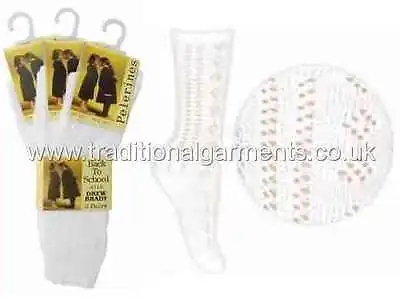 £3.99 • Buy Girls Traditional School White Sock Knee High 3 Pack Drew Brady Pelerine Eyelet 