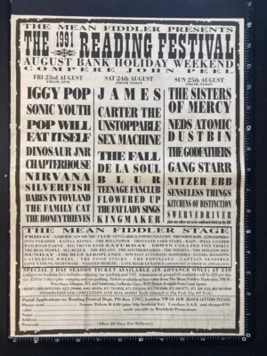 £11.99 • Buy READING FESTIVAL - NIRVANA THE FALL BLUR 1991 15X11  Press Advert Poster L238