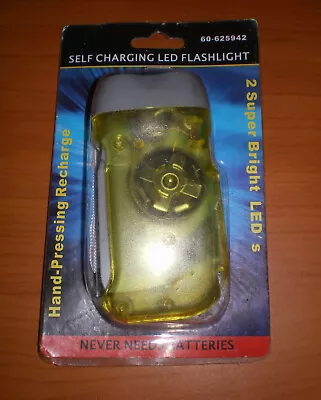 LED Hand Press Recharge Flashlight  * NO BATTERY Self Powered Charging Torch NEW • $5.95