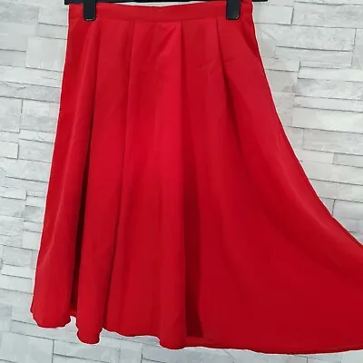 £12.99 • Buy DOROTHY PERKINS Flare Skirt Size 8-UK Red Chiffon Short Pleated Summer VGC