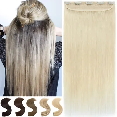 Clip In One Piece 100% Real Remy Human Hair Weft Extensions 3/4Full Head Caramel • $16.45