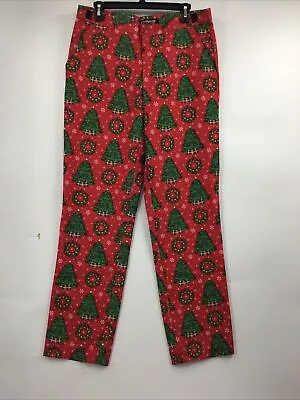 Suitmeister Men's Medium 38-40 Ugly Christmas Pants Red Christmas Trees • $29.32