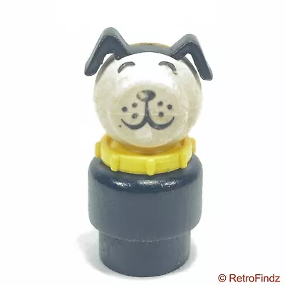 Vintage Fisher-Price Little People Wood Lucky Dog Figure W/ Yellow Collar • $14.95