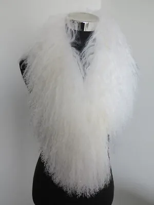  100% Genuine Mogolian Lamb Fur Scarf /fur Collar/ Fur Wrap /white Women's Cape • $32