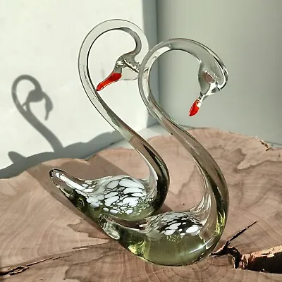 Glass Animals. Two Swans From Murano Glass. Souvenir. Toy. Handmade No. 8 • $35