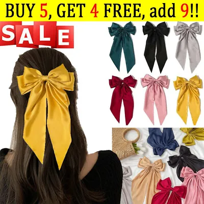 Large Bow Ribbon Barrettes Steel Women Hairpin Satin Hair Clip Hair Accessories • £2.36