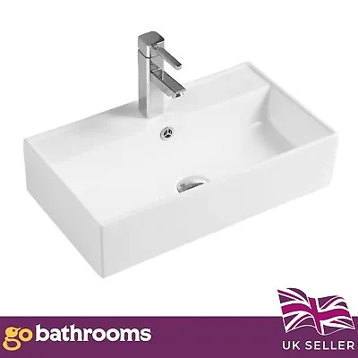Rectangle Countertop Handwash Basin | Small Hand Wash Basin With Overflow W55cm • £69