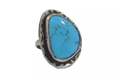 Old Pawn Vintage Navajo Sterling Silver Turquoise Ring Size: 9 #614 • $99.99