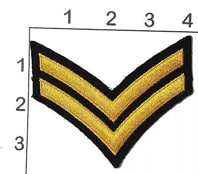 Embroidered Vintage Corporal Stripes Military Rank Insignia Gold Black Felt Iron • $5.49