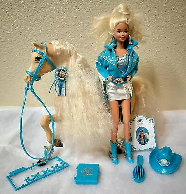 Vintage 1993 Mattel Western Stampin Barbie AND Western Star Horse *RARE FIND!* • $75