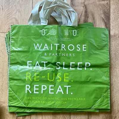 5x WAITROSE Reusable Recycled Shopping Bag For Life Large HEAVY DUTY 45x40 Cm • £8.50