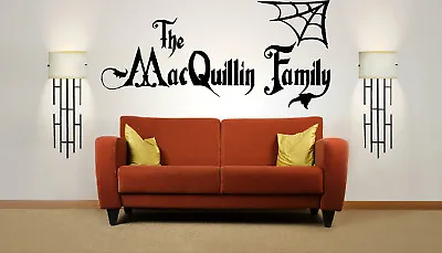 £12.54 • Buy Personalised Halloween Family Name, Wall Art Sticker Mural, Decal. Addams Family