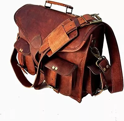 Rustic Vintage Leather Messenger Bag Leather Laptop Bag Men's Leather Briefcase • $56.99