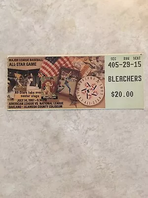 1987 MLB All Star Game Ticket Stub Oakland Coliseum  • $15.50