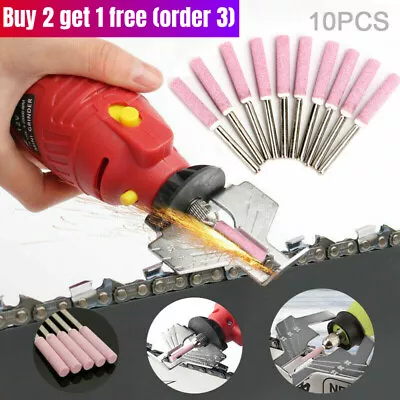 10Pcs/Set 4.8mm Chainsaw Sharpener Grinding Stone File Chain Saw Sharpening Tool • £3.56