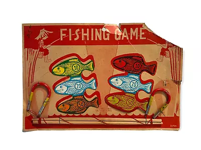 Vintage Magnetic Fishing Game Made In Japan W/Rods Poles 2 Magnets 6 Metal Fish • $10.99