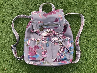 Mantaray Floral Backpack Purple Pink Lightweight Rucksack Handbag Pockets 12” • £18.99