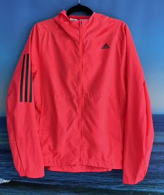 ADIDAS Pink Windbreaker Hooded Jacket Size Sample S • $25