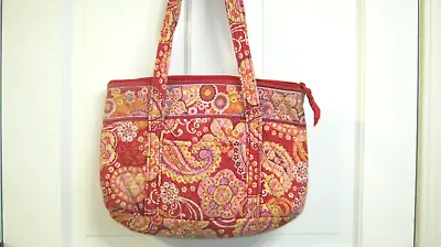 VERA BRADLEY Betsy Zippered Tote Purse RASPBERRY FIZZ 13 X 8.5 X 4 USED • $10.99