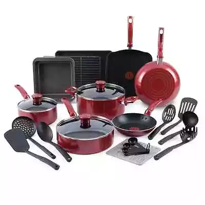 T-fal Kitchen Nonstick 21-Piece Red Cookware With Pro Glide Red ~ New In Box • $119.99