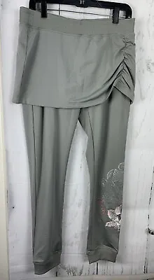 NWT Vertigo XL Moss Grey Beaded Skirted Leggings Pants $160 • $49.99