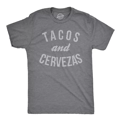 Mens Tacos And Cervezas Funny T Shirt For Vacation Sarcastic Humor Graphic Top • $6.80