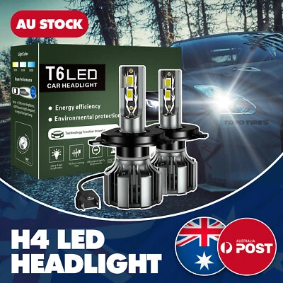 H4 LED Headlight Globes Car Light Bulbs Headlamp High Low Beam Conversion Kit • $38.69