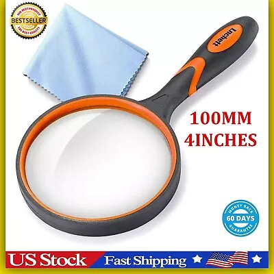 Dicfeos Magnifying Glass 10X Handheld Reading Magnifier - 100MM Large Magnifying • $9.99