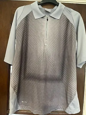 Le Coq Sportif Size XL  Vintage Collared Short Sleeve Shirt Grey/spiral Design • £20
