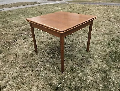 Mid Century Danish Modern Dining Table Solid Teak Extension 2 Draw Leaf Denmark • $539.99