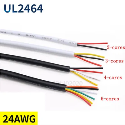 24 Awg 2/3/4/5 Core Electrical Flex Round Cable Wire Black White • $6.05