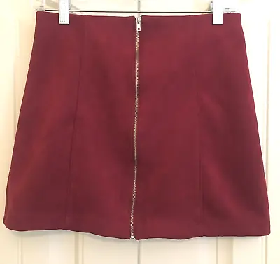 Have Brand Faux Suede Mini Skirt Womens Sz M Front Zipper Red • $5