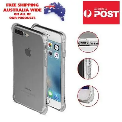 $4.74 • Buy IPhone 8 Plus 7 6s XS MAX Clear Shockproof Tough Silicone Bumper TPU Cover Case