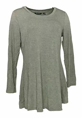 S H By Halston Knit Scoop Neck Tunic Shirt Top Long SMALL A280700 Heather Oyster • $5.88