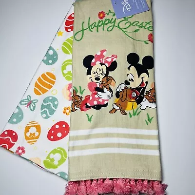 Disney's Mickey & Minnie Mouse Easter 2-Pack Kitchen Hand Towels Rabbits Eggs • $16.99