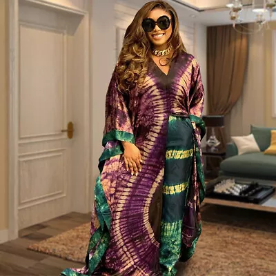 2PCS African Dashiki Women Print Kimono Tops Pants Set Abaya Kaftan Dress Outfit • $72.22